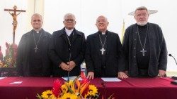 Leaders of the Peruvian episcopate at a press conference concerning the ongoing social and political crisis in the country