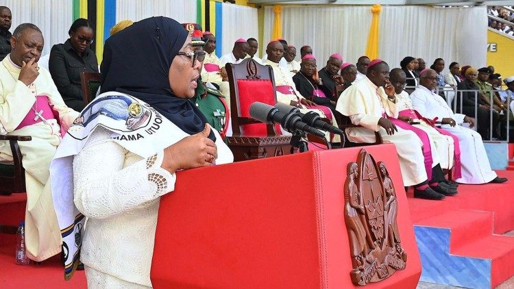 (file) Tanzania’s President Samia Suluhu Hassan attending a Catholic Church event.