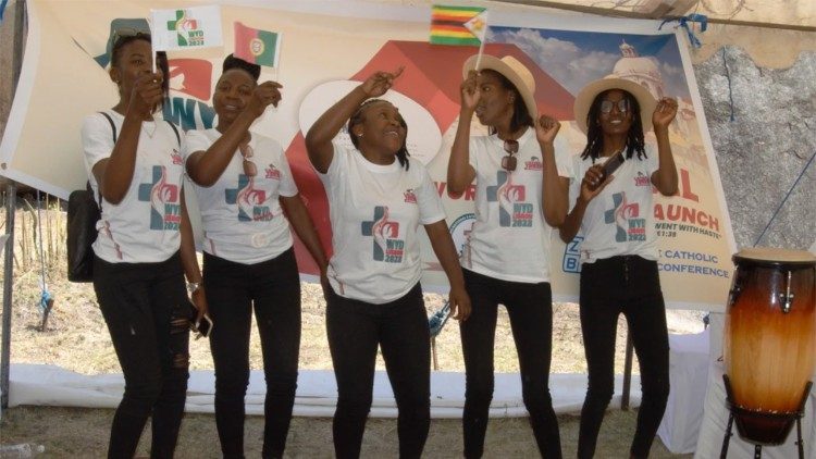 Some of the young at the Zimbabwe World Day youth celebrations.