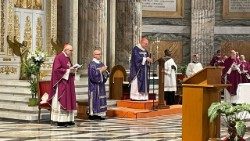 Cardinal Arthur Roche presiding over the Mass of Remembrance at St. Paul's Outside the Walls