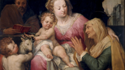 Peter Candid, dit Pieter De Witte (Bruges 1548 - Munich 1628), Sainte Famille avec Sainte Elisabeth et Saint Jean (détail), vers 1580, huile sur panneau, 127 x 97 cm, © Musées du Vatican
