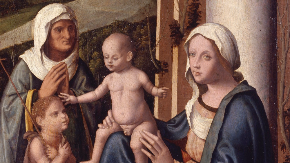 Marco Palmezzano (Forlì 1459 - 1539), Sacra Famiglia con Santa Elisabetta e San Giovannino Datazione, 1515, olio su tavola, cm 90 x 66 (particolare) © Musei Vaticani