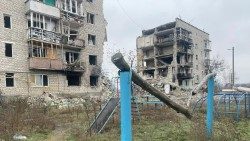 Una zona dell'Ucraina colpita dalla guerra 