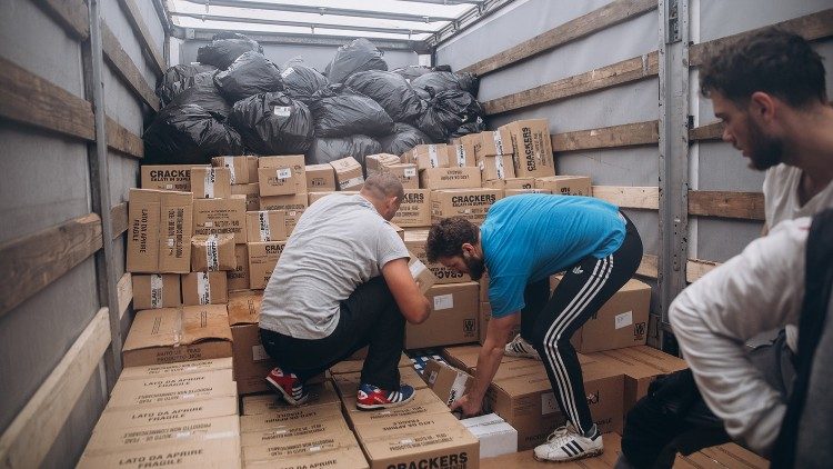 Collection and shipment of humanitarian aid to Ukraine at Santa Sophia Basilica