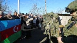 Des manifestants azéris ont fermé le corridor de Latchin, la seule route reliant l'Artsakh à l'Arménie, le 16 décembre 2022.