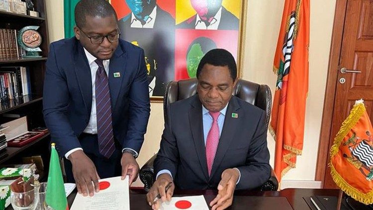 President Hakainde Hichilema of Zambia amending the law on the death penalty.