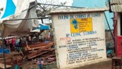 Photo of a billboard from the city of Kasindi, documenting Sunday's attack on a Pentecostal church