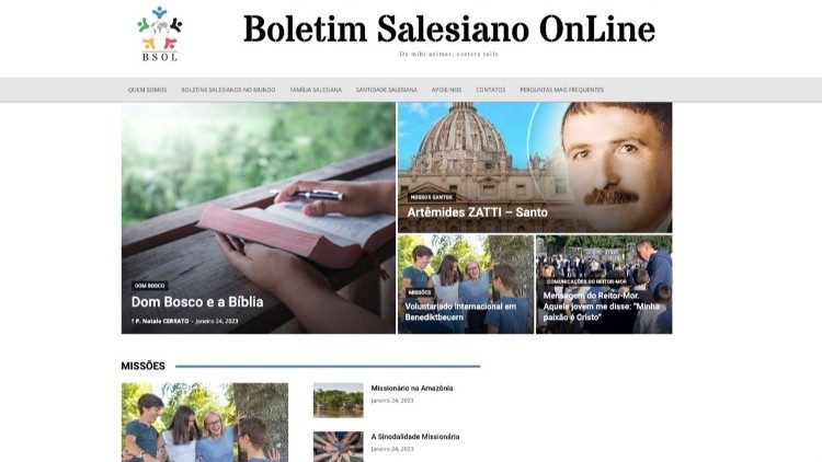 Layout do novo site do Boletim Salesiano on-line