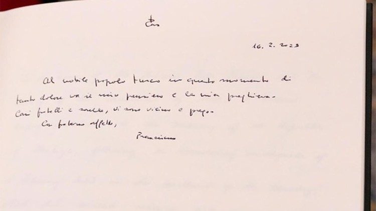 Pope's note written during encounter with Ambassador Ufuk Ulutaş
