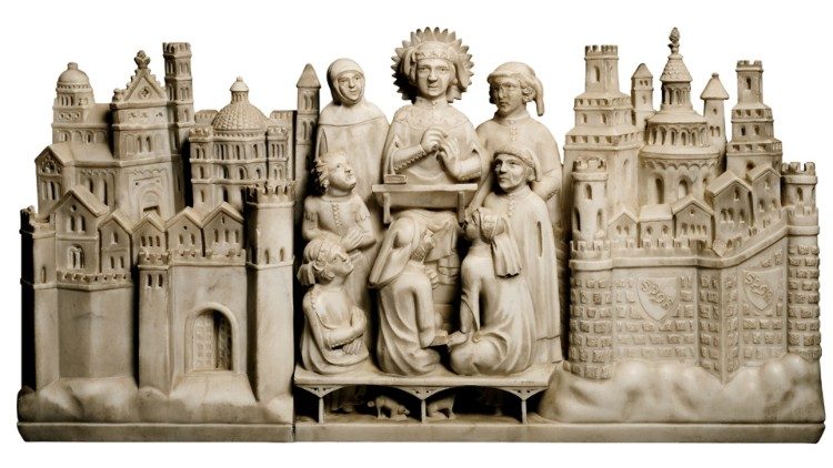 Sant'Agostino nell'atto di insegnare, particolare dell'Arca nella Basilica di San Pietro in Ciel d'Oro, Pavia