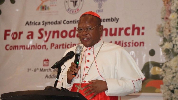 Cardinal Fridolin Ambongo addresses the assembly