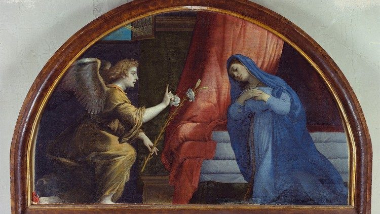 Lorenzo Lotto, Annunciazione (lunetta), 1534 ca., olio su tela, Jesi, Musei Civici di Palazzo Pianetti © Musei Civici di Palazzo Pianetti, Jesi