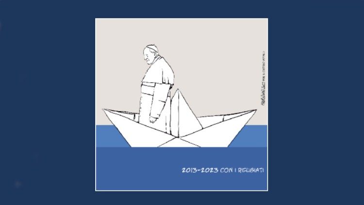 La vignetta di Mauro BIani per il libro del Centro Astalli per i dieci anni di Papa Francesco
