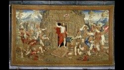 Flämische Manufaktur, Brüssel, Werkstatt des Pieter van Aelst († Brüssel 1536); Karton aus der Schule des Raffael Sanzio (Urbino 1483 - Rom 1520), Die Auferstehung, Wandteppich, 1525 – 1531 ©Musei Vaticani