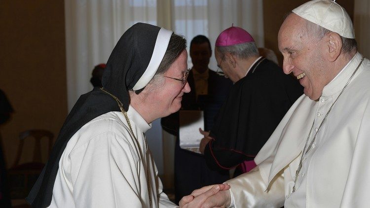 Sister Helen Alford with Pope Francis