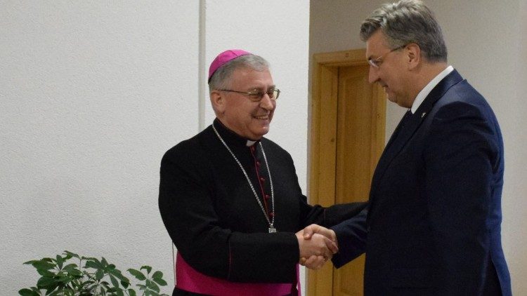 2023.04.06 Bishop Kiro Stojanov of Skopje, North Macedonia, was received by Croatian Prime Minister Plenkovic