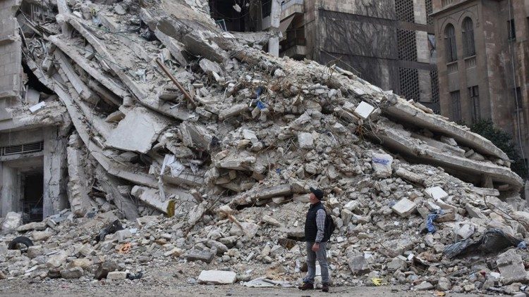 Destruction in Aleppo following the earthquake