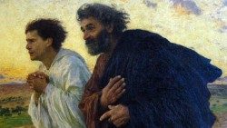 Evangelij sv. Janeza nam posreduje sugestivno pripoved obiska praznega groba Petra in ljubljenega učenca na velikonočno jutro.