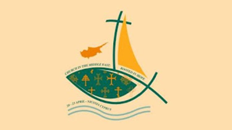 Логото на Симпозиума на Църквите от Близкия изток, озаглавен „Вкоренени в надеждата“