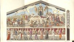 Giuseppe Vallardi (1784-1861) Triumfi dhe vallja e vdekjes, ose Vallja makabre në Clusone. Dogma e vdekjes në Pisogne, në provincën e Bergamo-s; Milano, Pietro Agnelli, 1859; tav. I