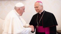 Archbishop Robert Francis Prevost, the new prefect for the Dicastery for Bishops, with Pope Francis