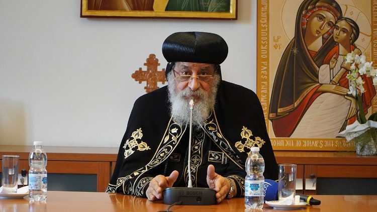 Pope Tawadros speaks to journalists