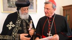 O encontro entre o cardeal Mario Grech e Tawadros II (Vatican Media)