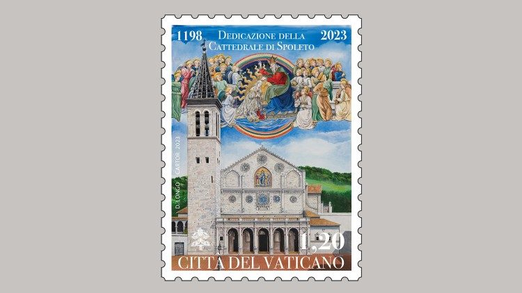 Il francobollo per l'825° anniversario della dedicazione della Cattedrale di Spoleto