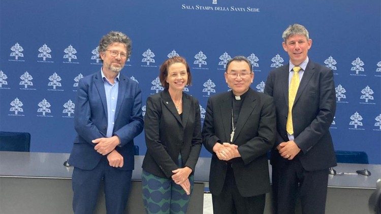 From left to right: Patrick Debucquois, treasurer; Kirsty Robertson, vice president; Archbishop Tarcisius Isao Kikuchi of Tokyo; and Alistair Dutton, secretary-general. 
