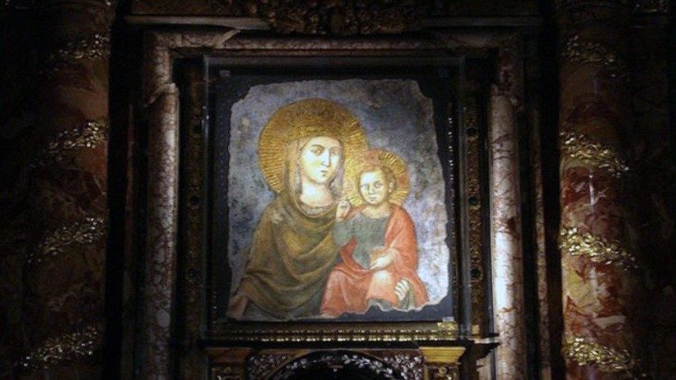 Imagem de Nossa Senhora da Estrada, em sua capela da Igreja "del Gesù", em Roma