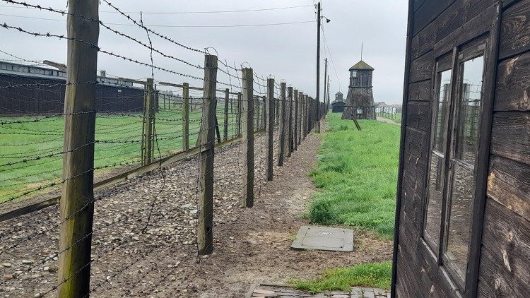 Stacheldraht im KZ Majdanek in Lublin