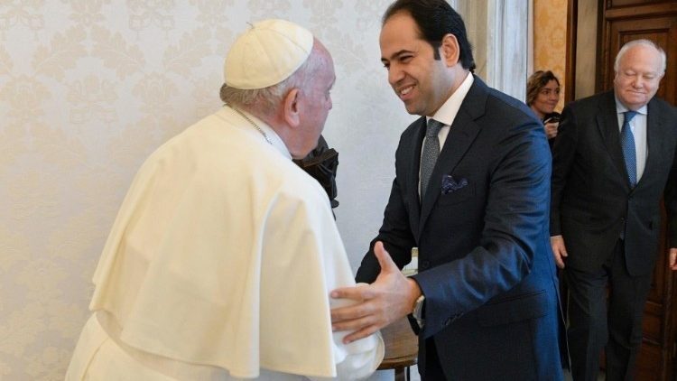 Judge  Mohamed Abdelsalam  in the Vatican with Pope Francis