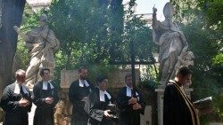 Un momento dei funerali di Burkhard Scheffler nel Camposanto Teutonico in Vaticano