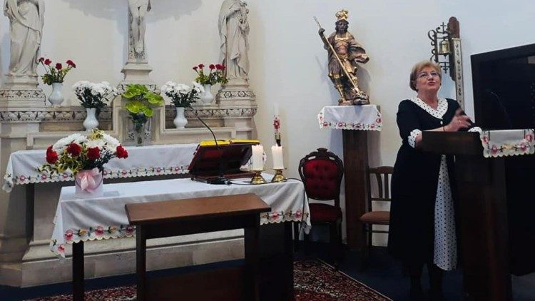 Szili Katalin miniszterelnöki főtanácsadó a Pozsony megyei Éberhárd templomában