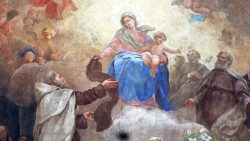 Vierge Marie avec l'Enfant Jésus et les saints carmélites, plafond de l'église Santa Maria del Monte Carmelo à Rome