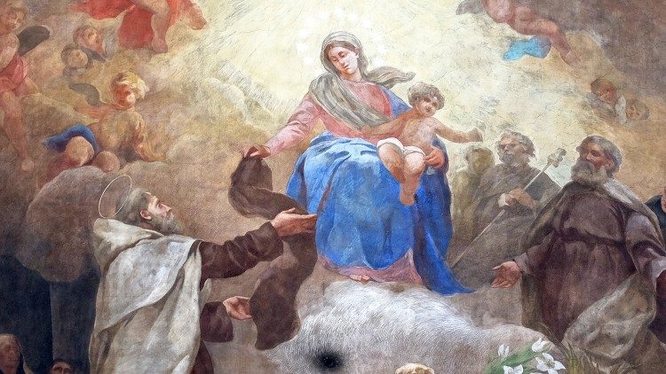 Vierge Marie avec l'Enfant Jésus et les saints carmélites, plafond de l'église Santa Maria del Monte Carmelo à Rome