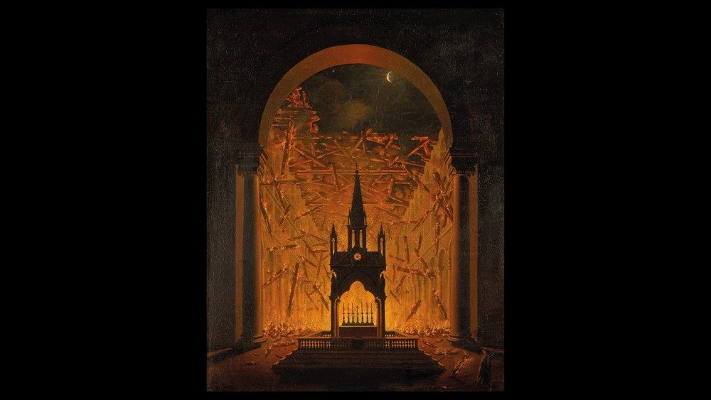 La Basilica di San Paolo fuori le Mura prima dell'incendio del 1823 secondo una'antica stampa