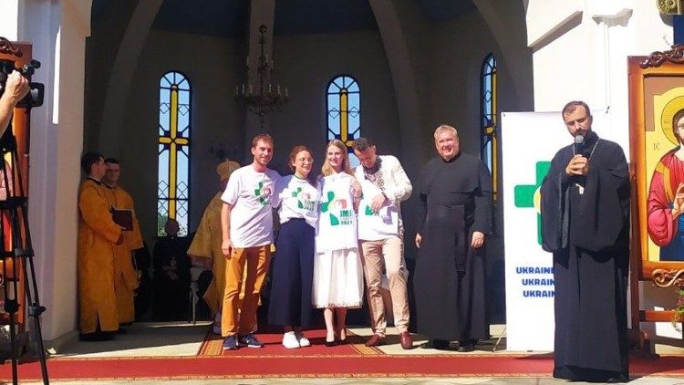 Un altro momento della visita di monsignor Aguiar in Ucraina