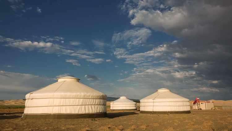 Gers in the Mongolian landscape