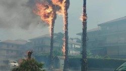 Registro do incêndio de Acireale, na Sicília, em 25 de julho