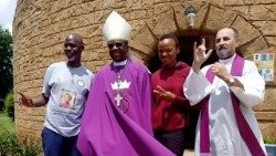 (file) Archbishop Dabula Mpako, Fr Mark James OP and friends at Lumko, Benoni.