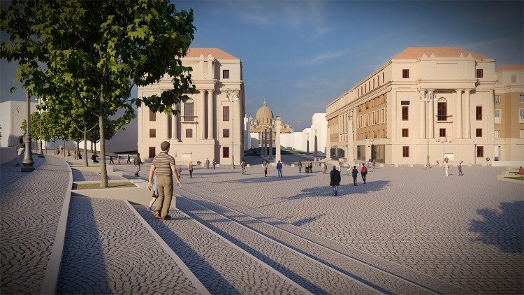 Projekt pěší zóny na římském náměstí Piazza Pia