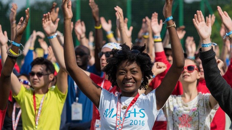 2023.07.28 Young people rejoice in prayer, encounter, meeting, happiness, during preparations for WYD, World Youth Day (Poland 2016)