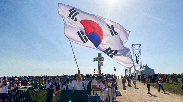 Jihokorejská vlajka na lisabonských Dnech mládeže