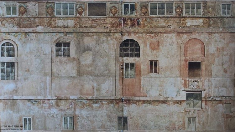 Relief de la façade sud de la Cour par Biagio Biagetti (Musées du Vatican)