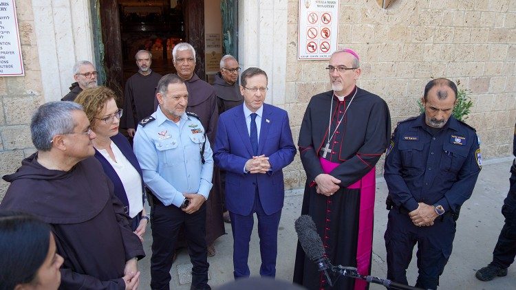 President Herzog and Cardinal-elect Pizzaballa at the meeting in Haifa