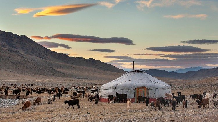 Herders and their flocks in Mongolia