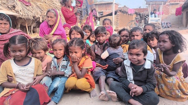 Musahar-Kinder im Dorf Kazichak