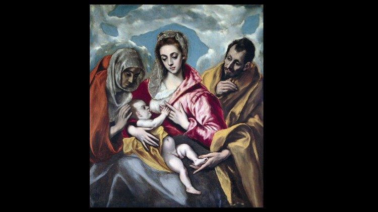 El Greco, Sagrada Família e Santa Ana, óleo sobre tela, 1595, Hospital de Tavera, Toledo.
