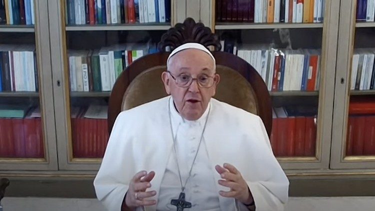 Pope Francis responding during a conversation with youth from Asia